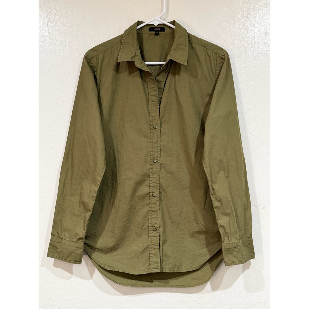 Quince Organic Cotton Poplin Button Down Shirt Olive Green Small RK001 SP/24